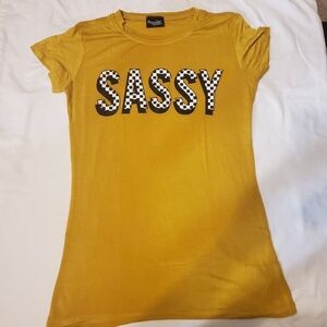 Mustard graphic Sassy round neck tee basic tee